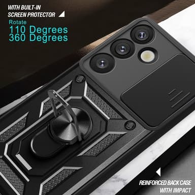 SKALO Samsung S25 Armor Metallring Kameraslider Cover - Rød