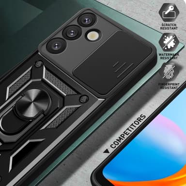 SKALO Samsung S25 Armor Metallring Kameraslider Cover - Rød