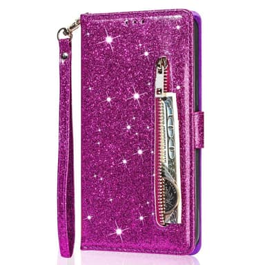 SKALO Samsung S25+ Glitter Lynlås Flip Cover - Lilla