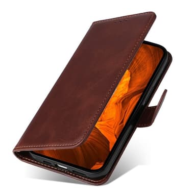 SKALO Xiaomi Redmi Note 14 4G PU-læder Flip Cover - Brun