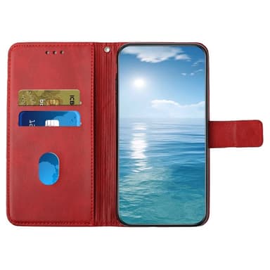 SKALO Xiaomi Redmi Note 14 5G PU-Læder Flip Cover - Rød
