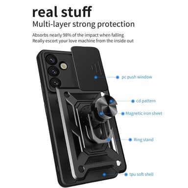 SKALO Samsung S25 Armor Metallring Kameraslider Cover - Rød