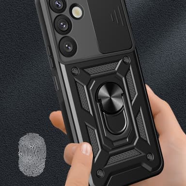 SKALO Samsung S25 Armor Metallring Kameraslider Cover - Rød