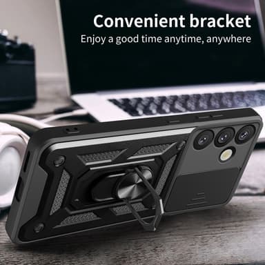 SKALO Samsung S25 Armor Metallring Kameraslider Cover - Rød