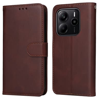SKALO Xiaomi Redmi Note 14 4G PU-læder Flip Cover - Brun