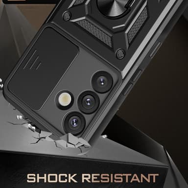 SKALO Samsung S25 Armor Metallring Kameraslider Cover - Rød