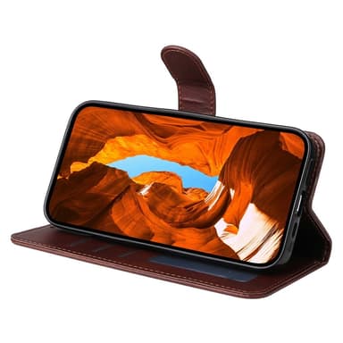 SKALO Xiaomi Redmi Note 14 4G PU-læder Flip Cover - Brun