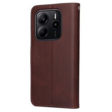 SKALO Xiaomi Redmi Note 14 4G PU-læder Flip Cover - Brun