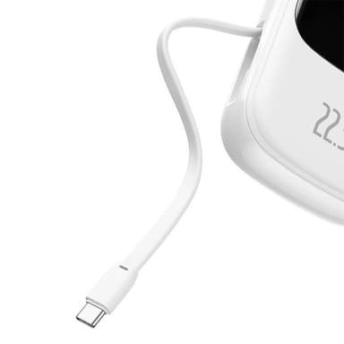 Powerbank Baseus Qpow PRO med kabel, 20000mAh, 22,5W (hvid)