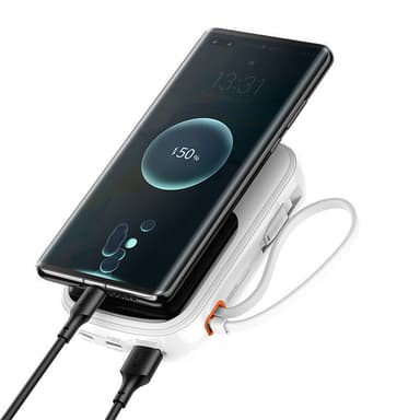 Powerbank Baseus Qpow PRO med kabel, 20000mAh, 22,5W (hvid)