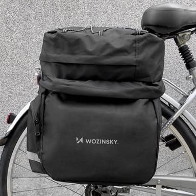 Stor 60L cykeltaske med regnslag og reflekser - sort