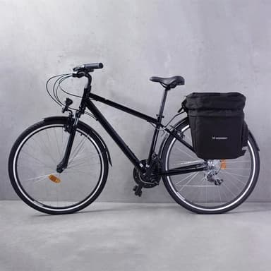 Stor 60L cykeltaske med regnslag og reflekser - sort