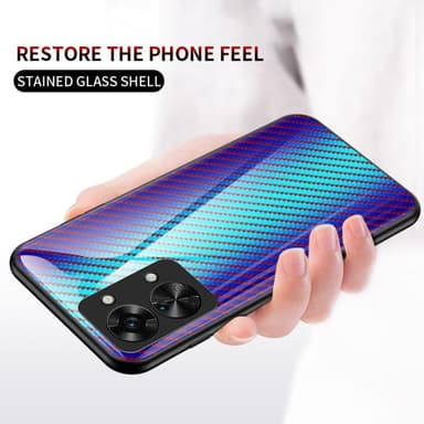 SKALO OnePlus Nord 2T 5G Carbon Fiber hærdet glas TPU-cover - Sort