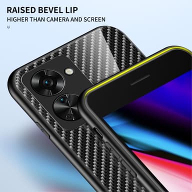 SKALO OnePlus Nord 2T 5G Carbon Fiber hærdet glas TPU-cover - Sort