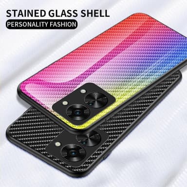 SKALO OnePlus Nord 2T 5G Carbon Fiber hærdet glas TPU-cover - Sort