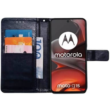 Wallet cover 3-kort Motorola Moto G15 - Mørkeblå