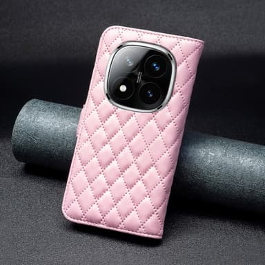 SKALO Xiaomi Redmi Note 14 Pro+ 5G BINFEN COLOR Quiltet cover Flip Cover - Pink