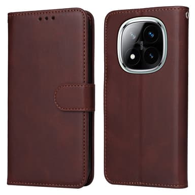 SKALO Xiaomi Redmi Note 14 Pro+ 5G PU-læder Flip Cover - Brun