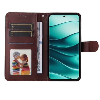 SKALO Xiaomi Redmi Note 14 Pro+ 5G PU-læder Flip Cover - Brun