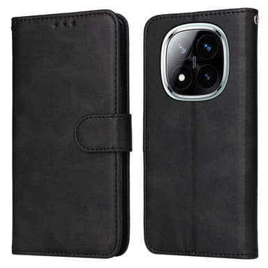 SKALO Xiaomi Redmi Note 14 Pro+ 5G PU-læder Flip Cover - Sort