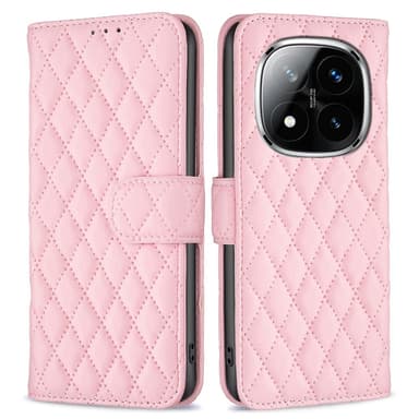 SKALO Xiaomi Redmi Note 14 Pro+ 5G BINFEN COLOR Quiltet cover Flip Cover - Pink