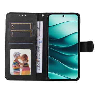 SKALO Xiaomi Redmi Note 14 Pro+ 5G PU-læder Flip Cover - Sort