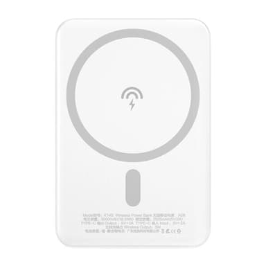 Powerbank 5000mAh med MagSafe og trådløs opladning - Hvid