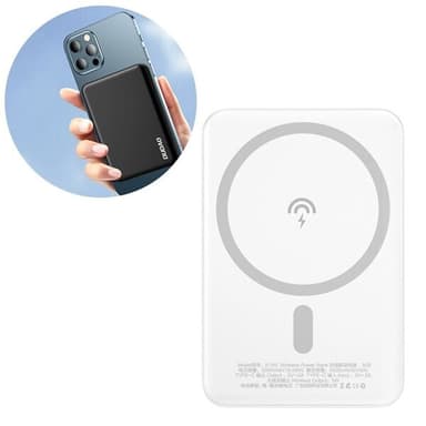 Powerbank 5000mAh med MagSafe og trådløs opladning - Hvid