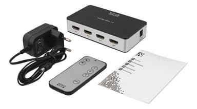 Premium HDMI-switch med 3 porte, IR-fjernbetjening, Ultra HD i 60 Hz, sort