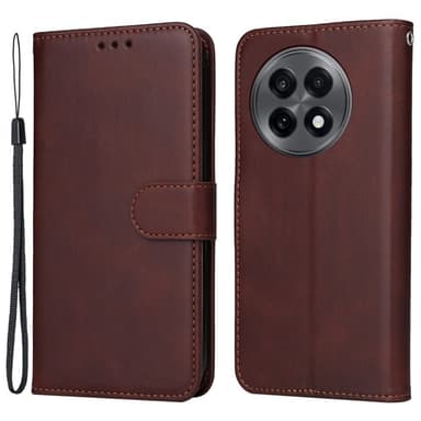 SKALO OnePlus 13R PU-læder Flip Cover - Brun