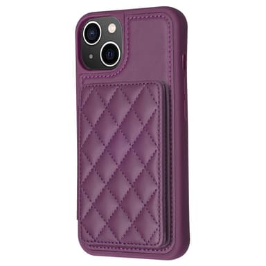 SKALO iPhone 15 Quiltet Cover med Pung - Mørk lilla