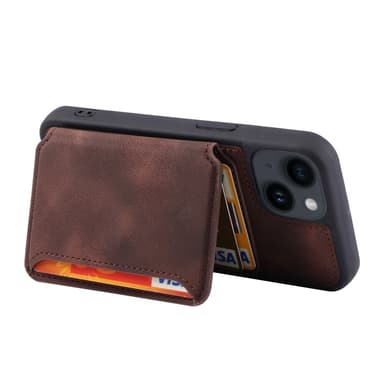 SKALO iPhone 15 Plus PU-læder Cover med Pung - Brun