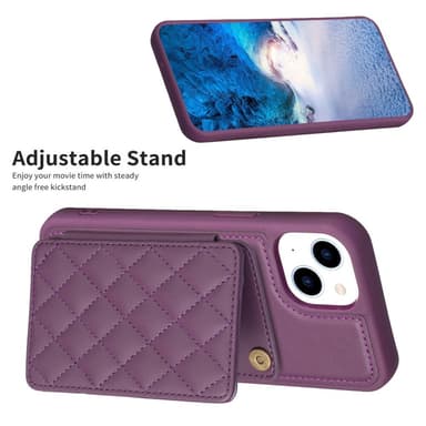 SKALO iPhone 15 Quiltet Cover med Pung - Mørk lilla