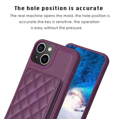 SKALO iPhone 15 Quiltet Cover med Pung - Mørk lilla