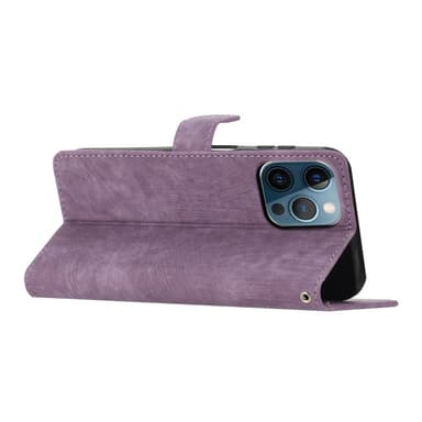 SKALO iPhone 15 Pro Max Flip Cover m. pung i PU-læder - Lilla