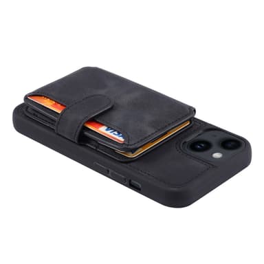 SKALO iPhone 15 Plus PU-læder Cover med Pung - Sort