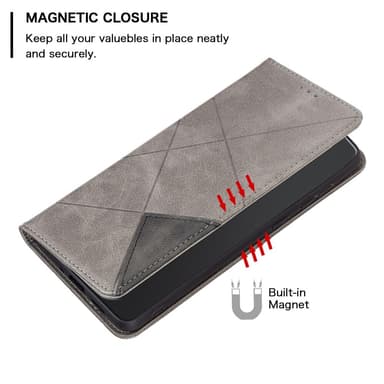iPhone 15 Pro BINFEN COLOR Præget Flip Cover - Grå