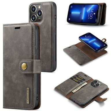DG MING iPhone 15 Pro 2-i-1 Magnet Pungetui - Grå