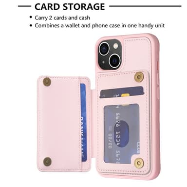 SKALO iPhone 15 Quiltet Cover med Pung - Pink