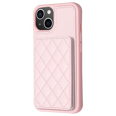 SKALO iPhone 15 Quiltet Cover med Pung - Pink