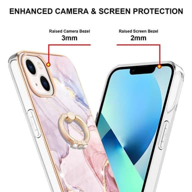 SKALO iPhone 14 Plus Marmor TPU Cover med ring - #2