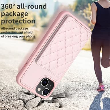 SKALO iPhone 15 Quiltet Cover med Pung - Pink