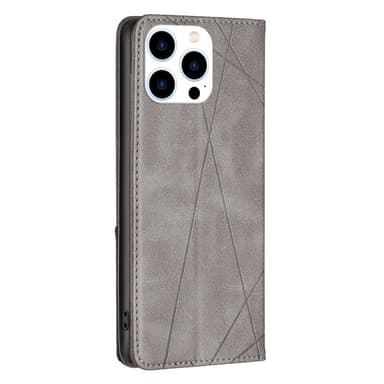 iPhone 15 Pro BINFEN COLOR Præget Flip Cover - Grå