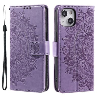 SKALO iPhone 15 Mandala Flip Cover - Lilla