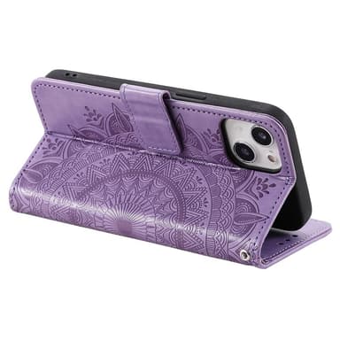 SKALO iPhone 15 Mandala Flip Cover - Lilla