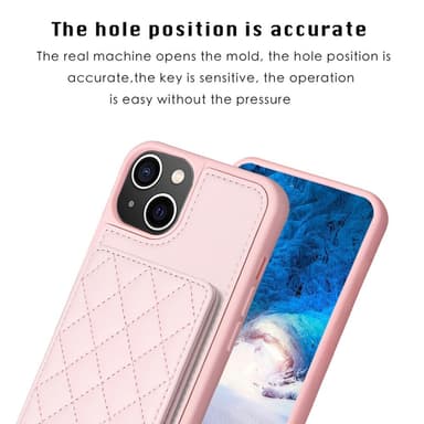 SKALO iPhone 15 Quiltet Cover med Pung - Pink