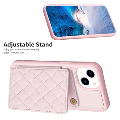 SKALO iPhone 15 Quiltet Cover med Pung - Pink