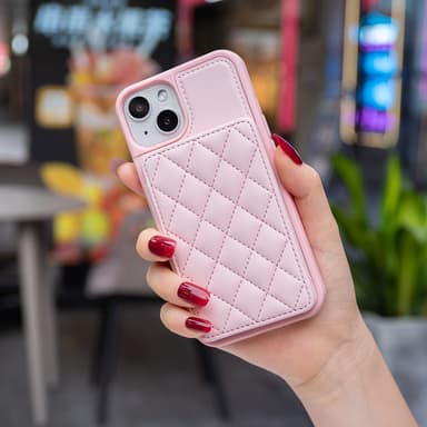 SKALO iPhone 15 Quiltet Cover med Pung - Pink