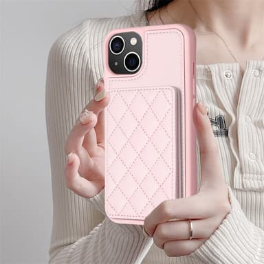SKALO iPhone 15 Quiltet Cover med Pung - Pink