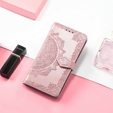 SKALO iPhone 14 Mandala Flip Cover - Rosa guld